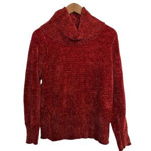 LOFT Women's Rust Red Chanelle Ribbed Cowlneck Super Soft Sweater Medium
